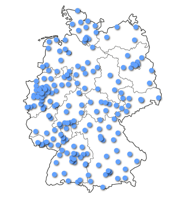 zeigt alle Standorte in Deutschland an